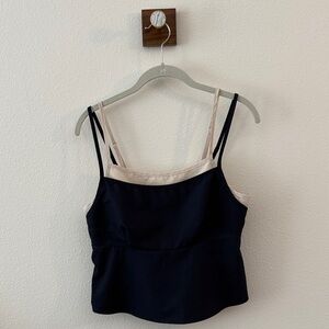 Navy and Cream Contrast Trim Block Top